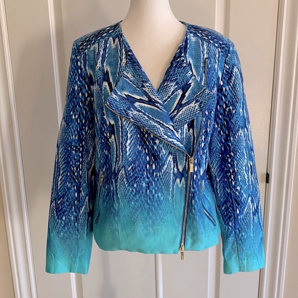 *HOST PICK* Boston Proper Blazer Blue Snake Pattern blazer jacket coat - Picture 1 of 14